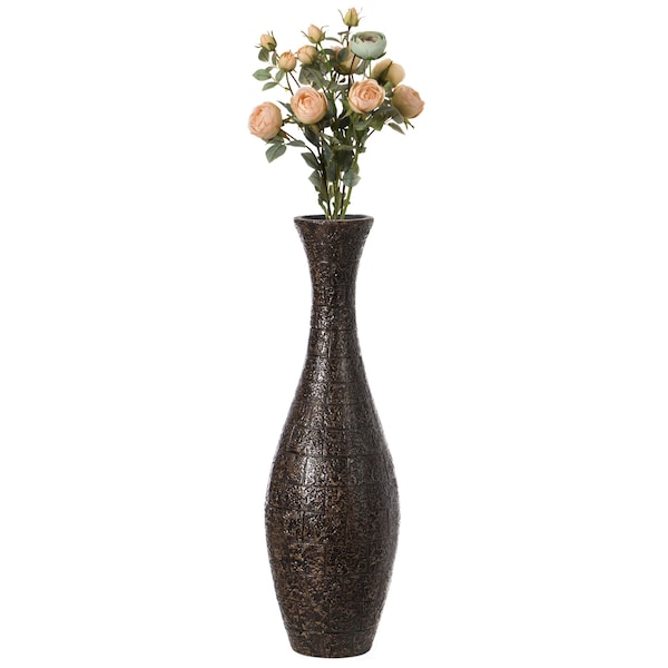 Uniquewise Modern Decorative Brown Textured Design Floor Flower Vase, for Living, Entryway or Dining, 31 inch QI004194 - main